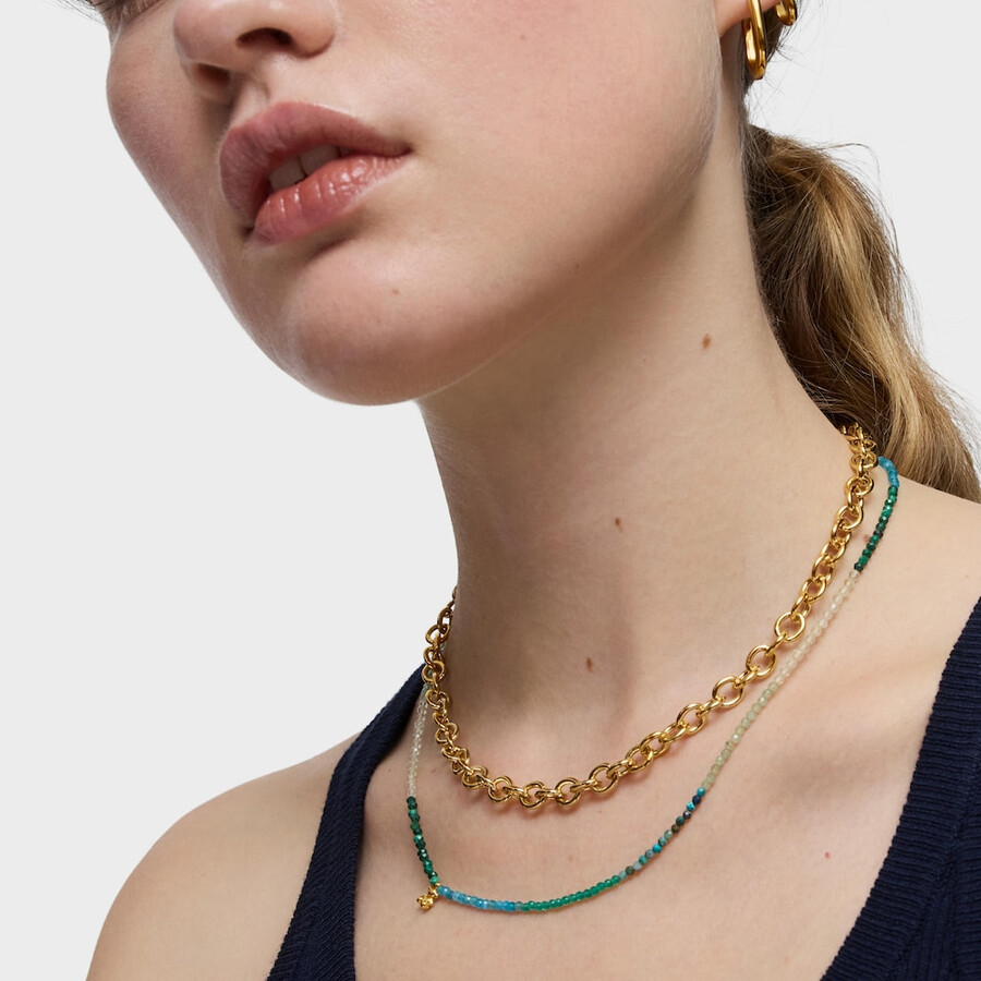 collana corta placcata in oro 18kt su argento con tormaline bold bear