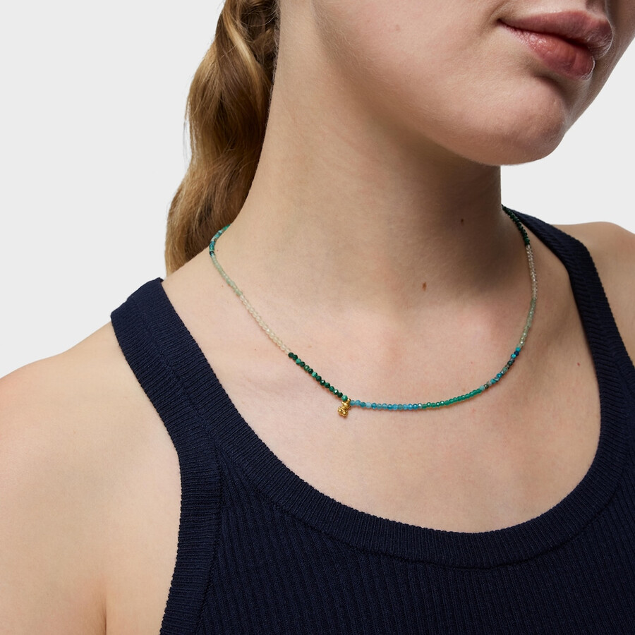 collana corta placcata in oro 18kt su argento con tormaline bold bear