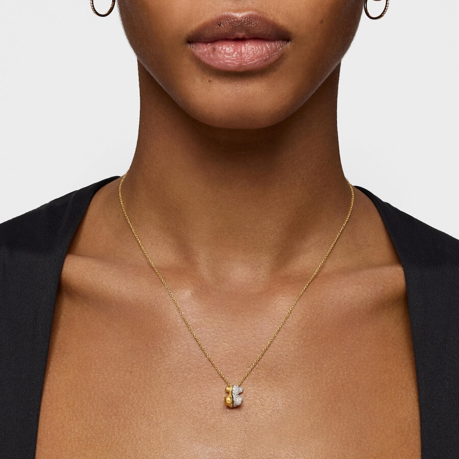 collana corta in oro e oro bianco con doppio orso e diamanti bold bear