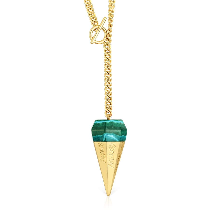 collana corta placcata oro 18kt su argento con malachite crisocolla tous x lea colombo