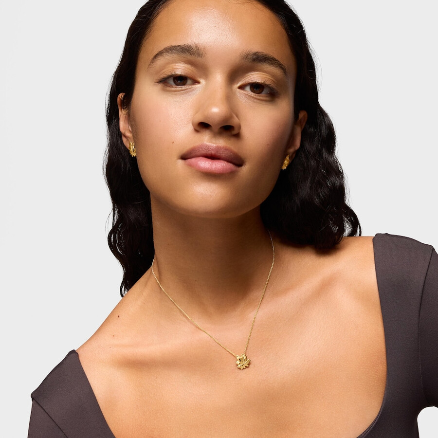collana corta placcata in oro 18kt su argento con motivo yagrumo
