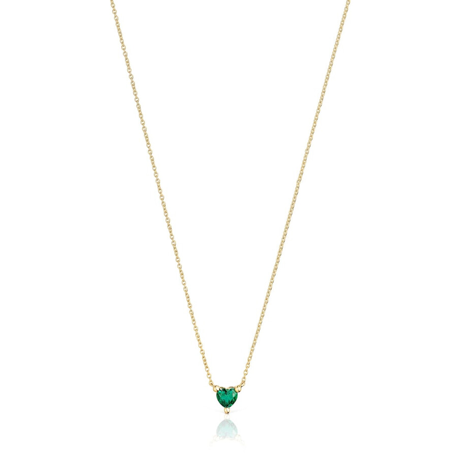 collana corta placcata in oro 18kt su argento con smeraldo coltivato in laboratorio garden of love lgg