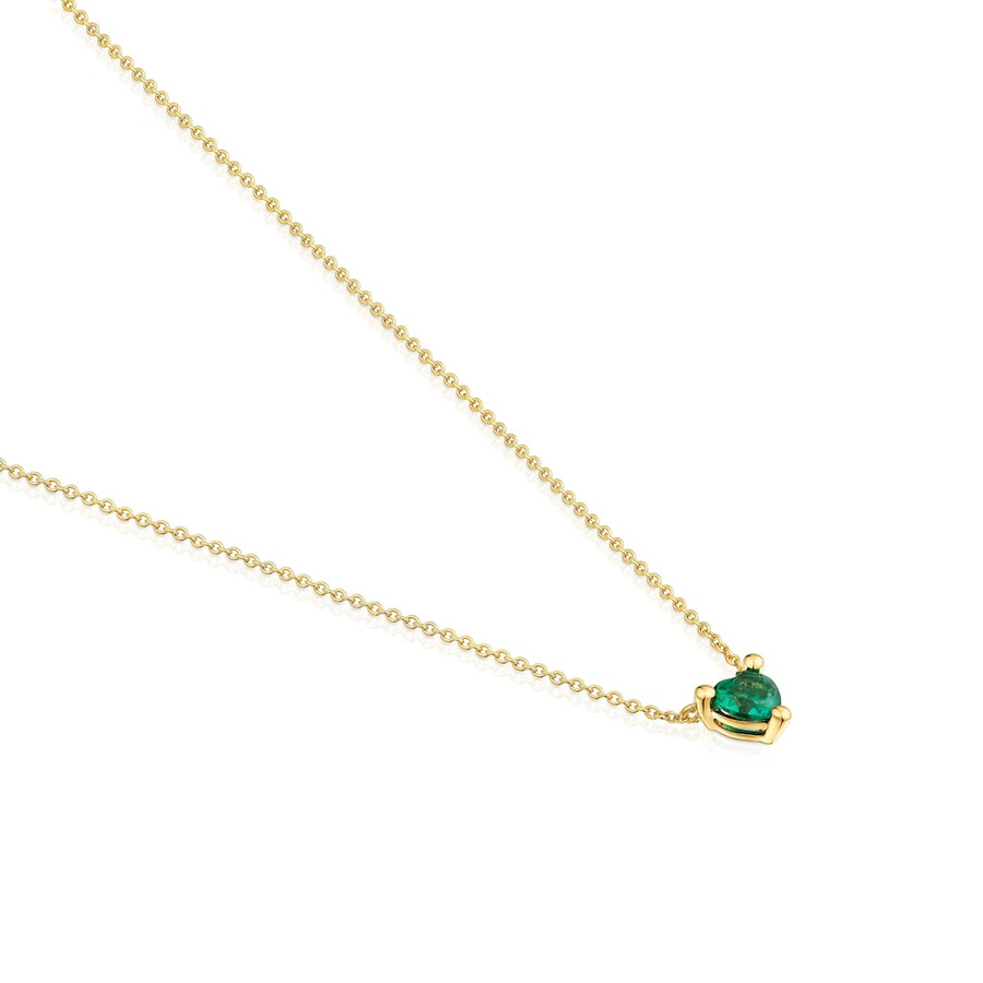 collana corta placcata in oro 18kt su argento con smeraldo coltivato in laboratorio garden of love lgg