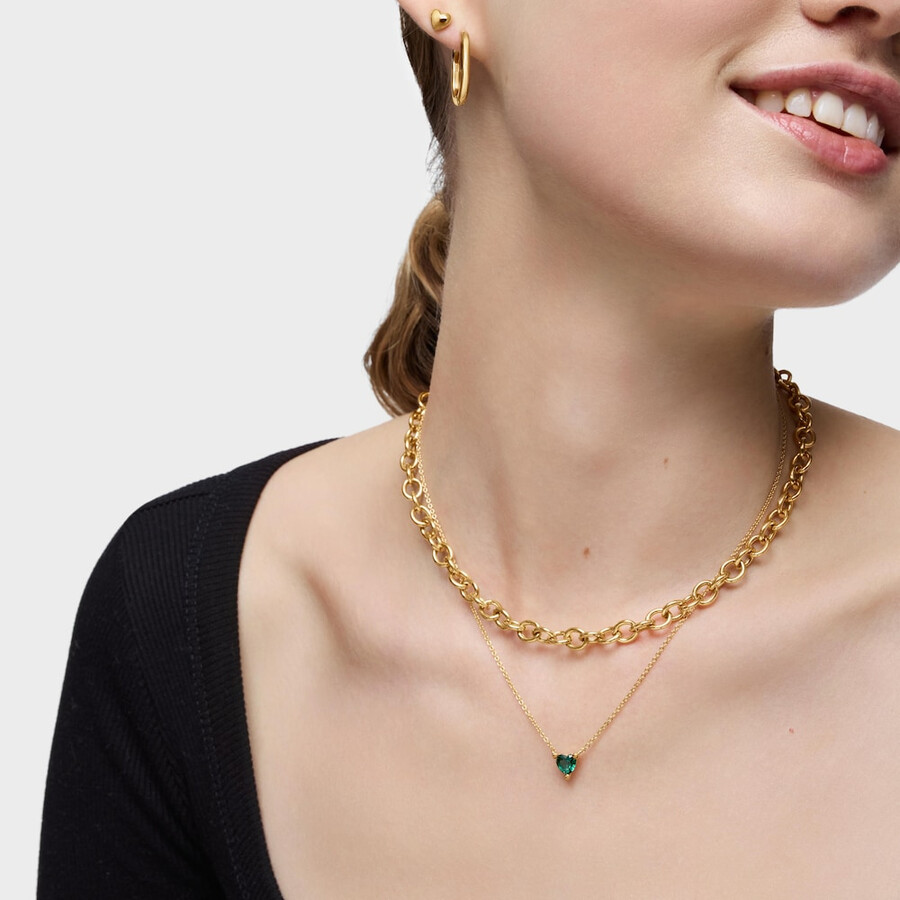 collana corta placcata in oro 18kt su argento con smeraldo coltivato in laboratorio garden of love lgg