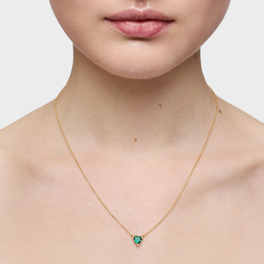 collana corta placcata in oro 18kt su argento con smeraldo coltivato in laboratorio garden of love lgg