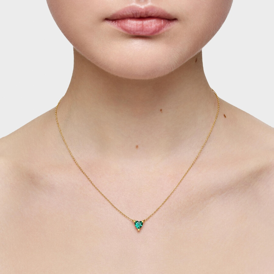 collana corta placcata in oro 18kt su argento con smeraldo coltivato in laboratorio garden of love lgg