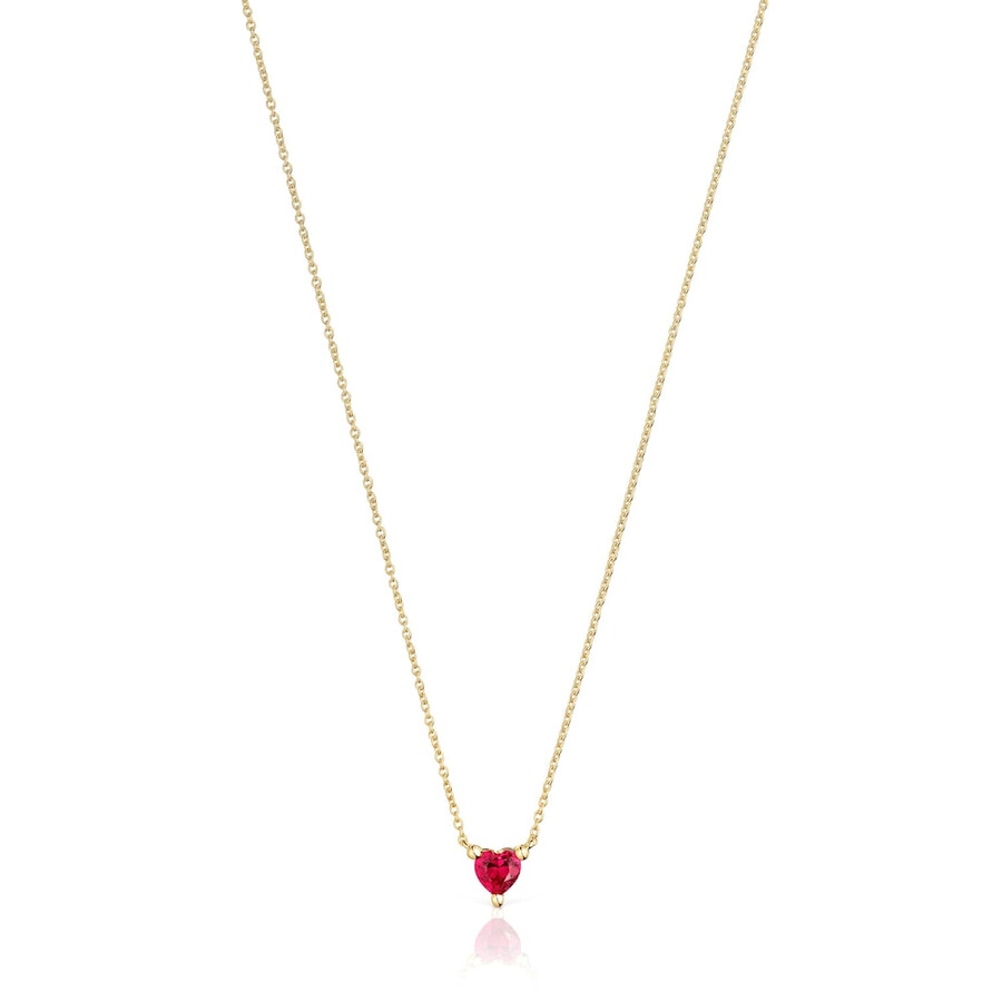 collana corta placcata in oro 18kt su argento con rubino coltivato in laboratorio garden of love lgg