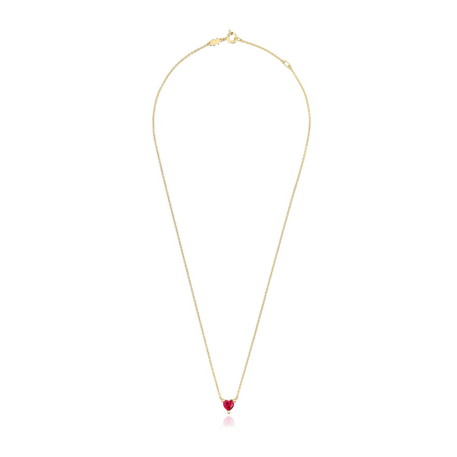collana corta placcata in oro 18kt su argento con rubino coltivato in laboratorio garden of love lgg