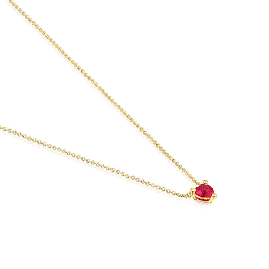 collana corta placcata in oro 18kt su argento con rubino coltivato in laboratorio garden of love lgg