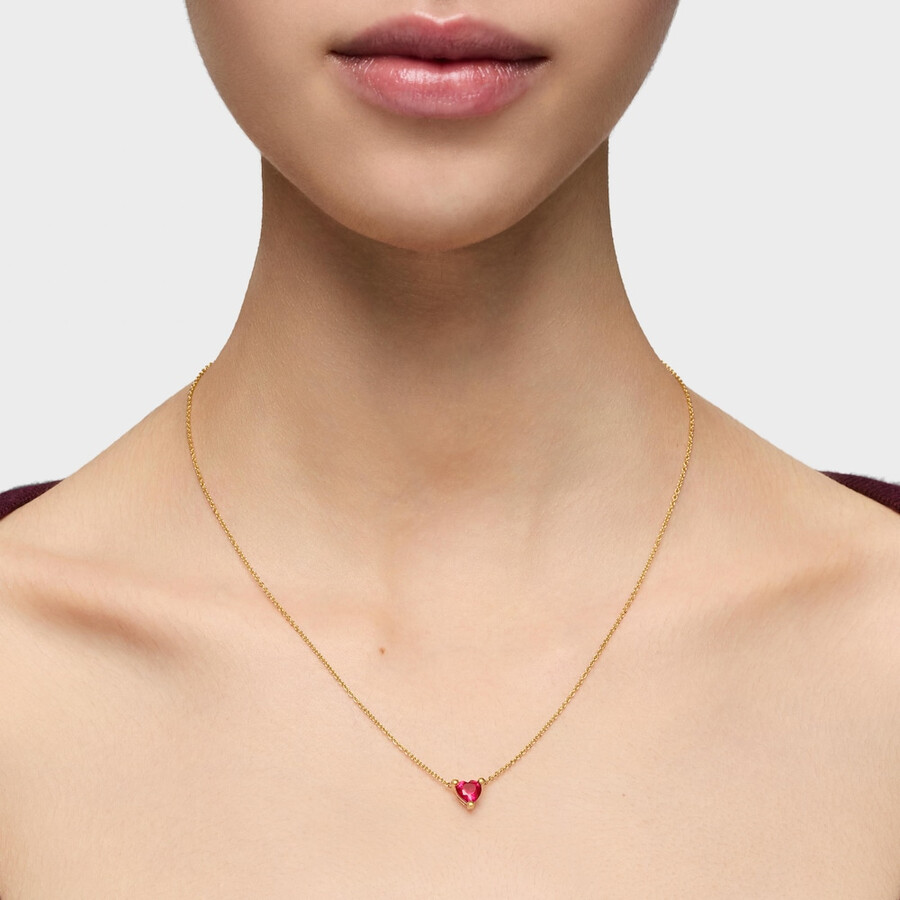 collana corta placcata in oro 18kt su argento con rubino coltivato in laboratorio garden of love lgg