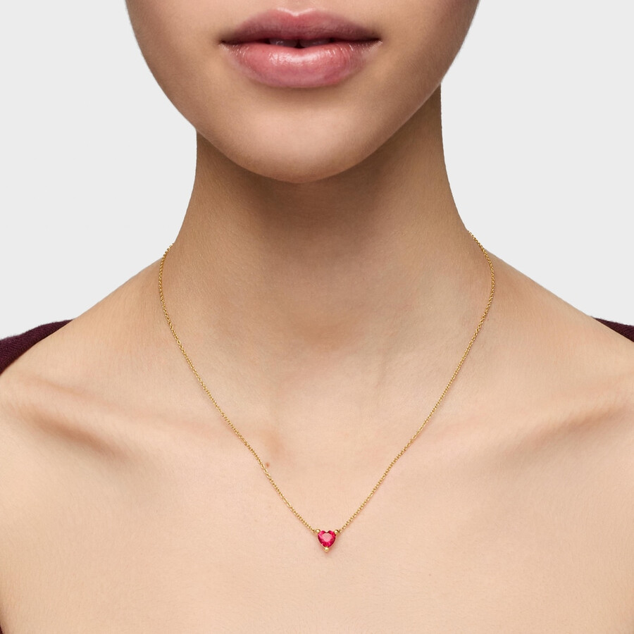 collana corta placcata in oro 18kt su argento con rubino coltivato in laboratorio garden of love lgg