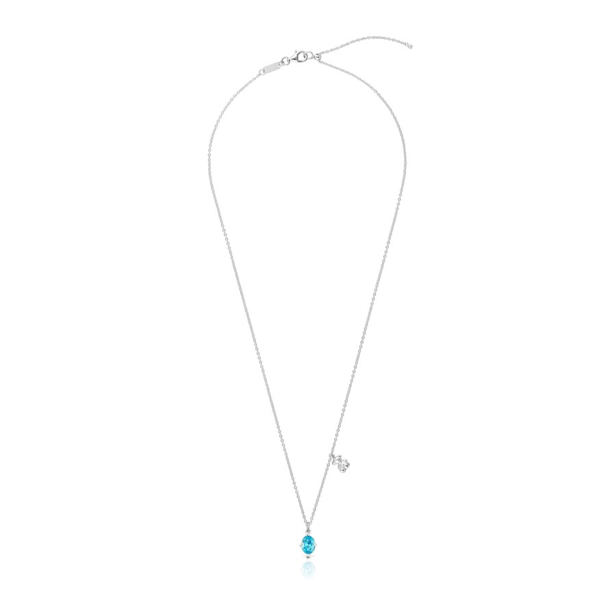 collana corta con motivo a orso in argento e zaffiro blu bold bear lgg coltivato in laboratorio
