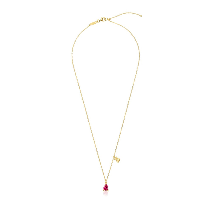 collana corta con motivo a orso placcato in oro 18kt su argento con rubino bold bear lgg coltivato in laboratorio