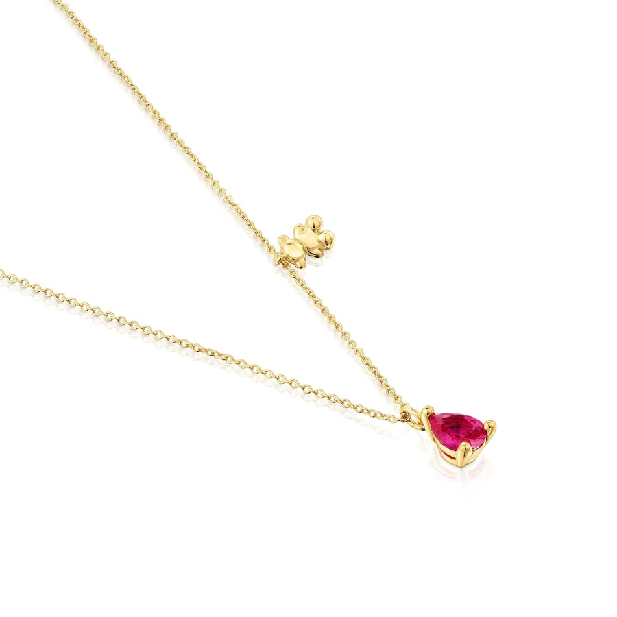 collana corta con motivo a orso placcato in oro 18kt su argento con rubino bold bear lgg coltivato in laboratorio