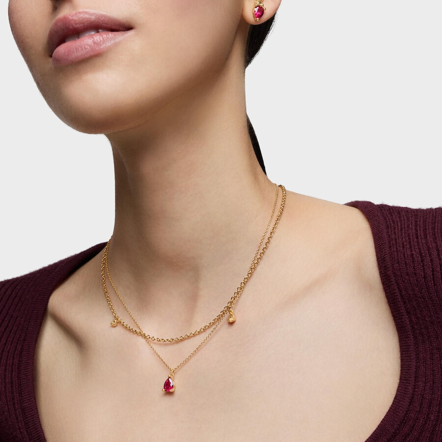 collana corta con motivo a orso placcato in oro 18kt su argento con rubino bold bear lgg coltivato in laboratorio