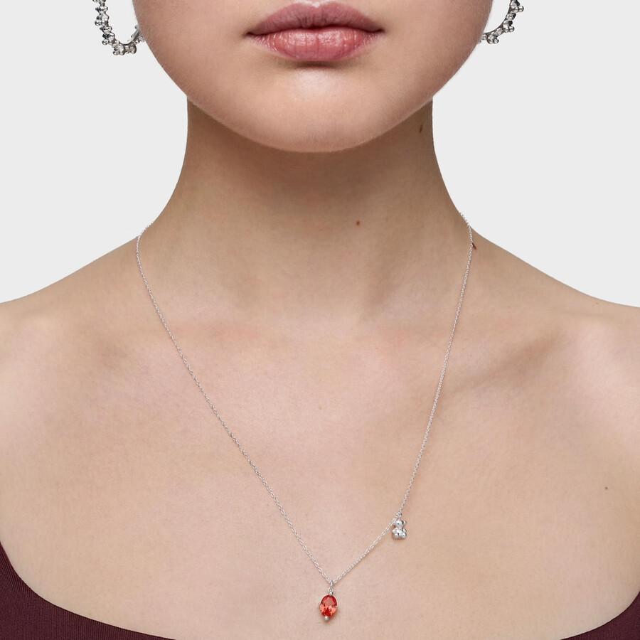collana corta con motivo a orso in argento e zaffiro arancione bold bear lgg coltivato in laboratorio