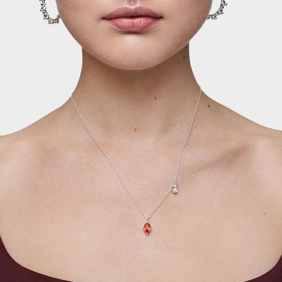 collana corta con motivo a orso in argento e zaffiro arancione bold bear lgg coltivato in laboratorio