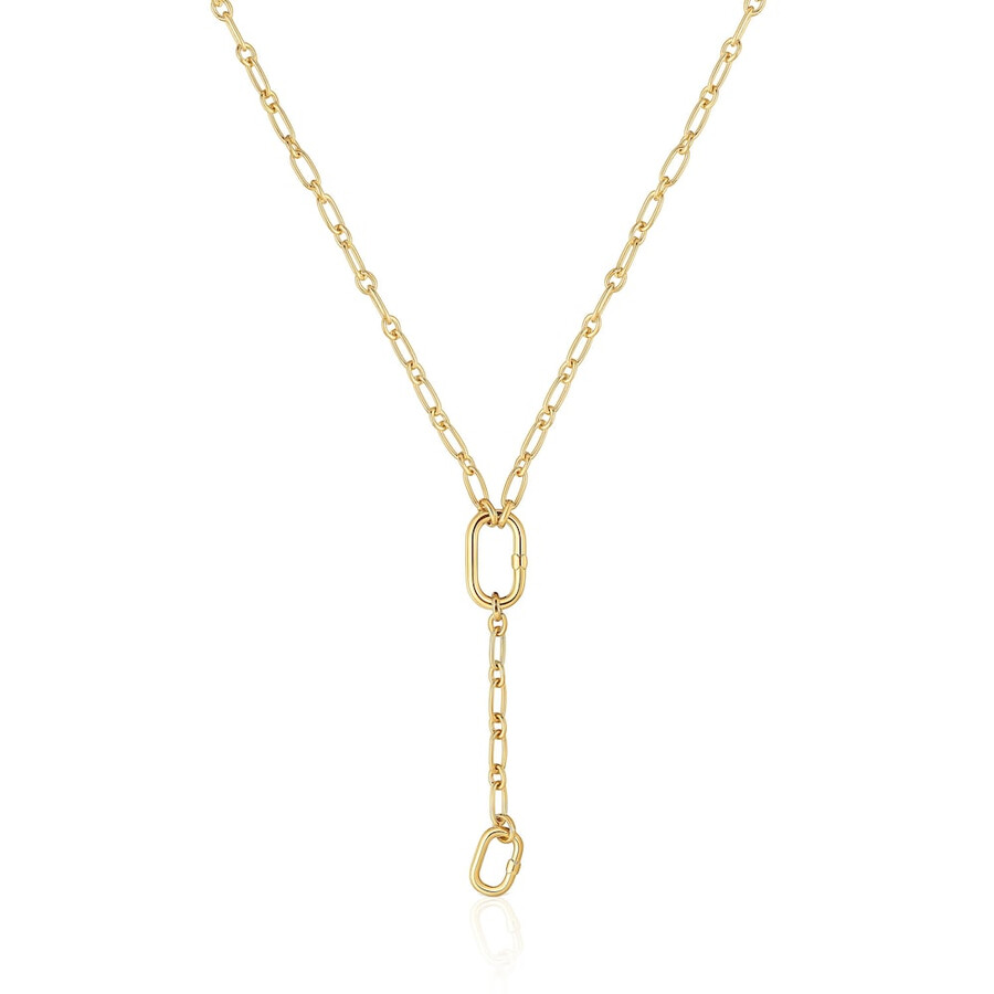 collana media placcata in oro 18kt su argento con pendente e anello hold oval
