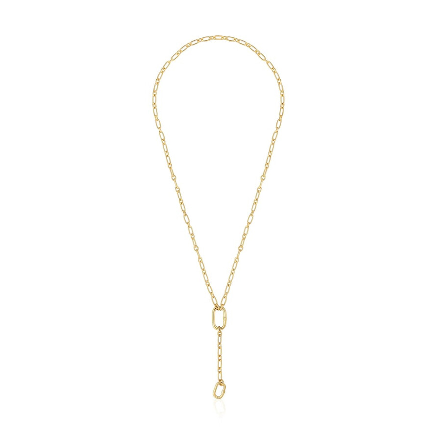 collana media placcata in oro 18kt su argento con pendente e anello hold oval
