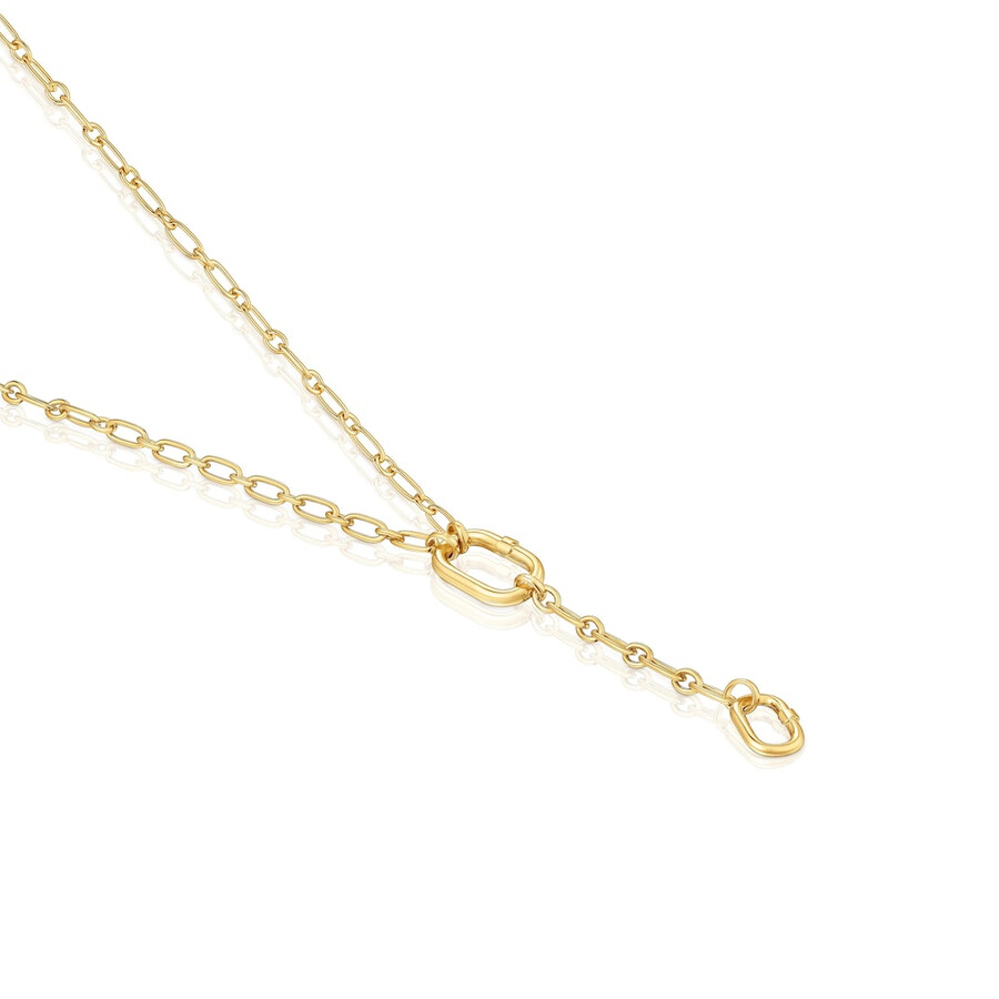collana media placcata in oro 18kt su argento con pendente e anello hold oval