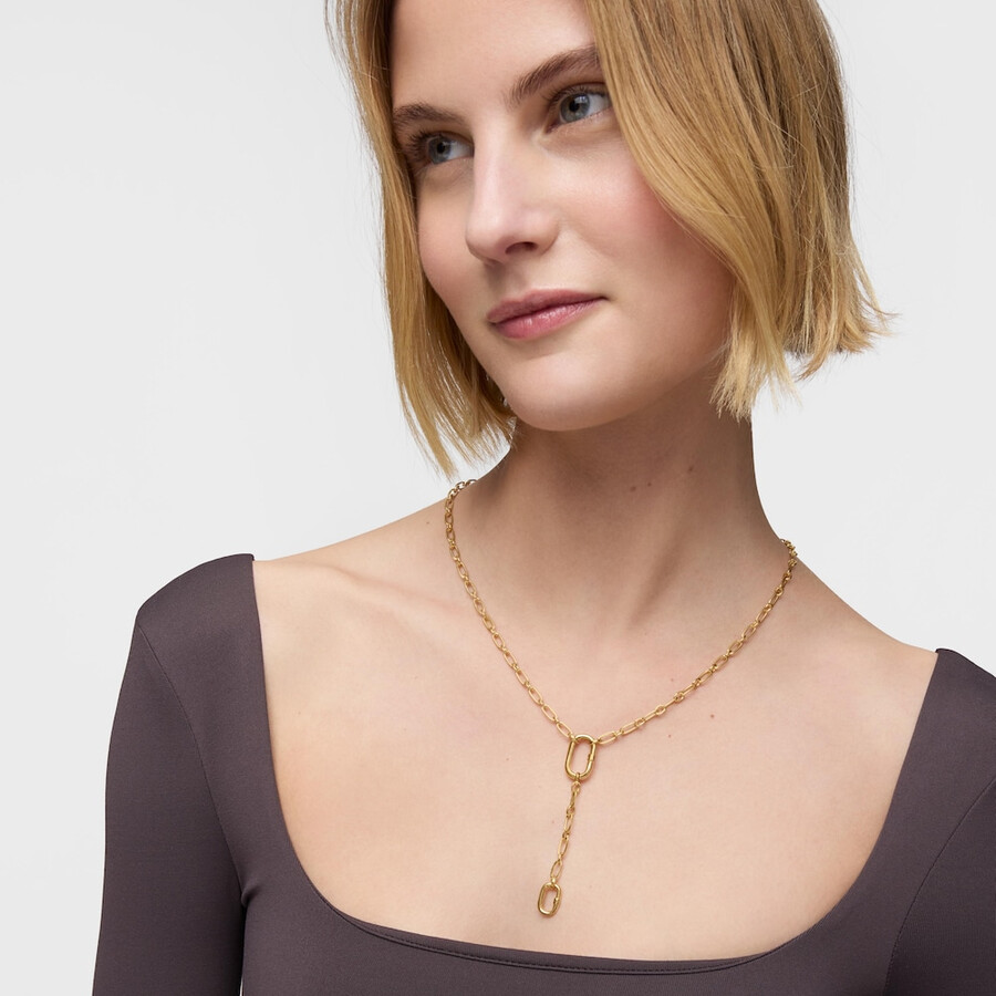 collana media placcata in oro 18kt su argento con pendente e anello hold oval