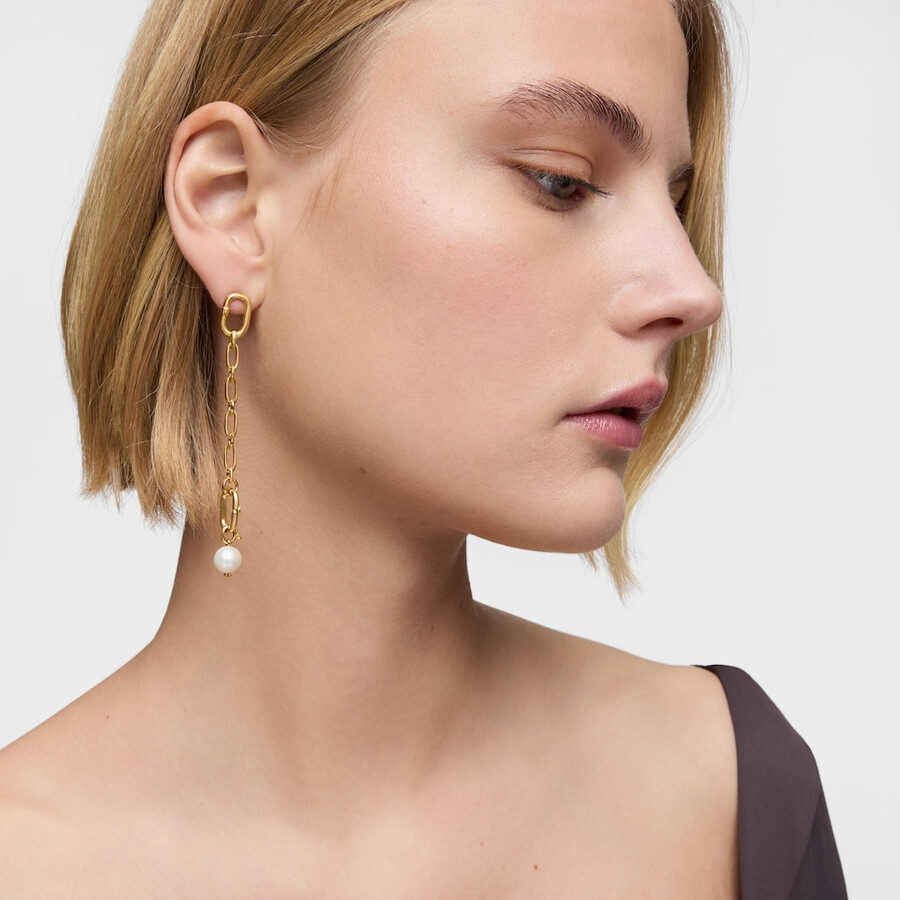collana media placcata in oro 18kt su argento con pendente e anello hold oval