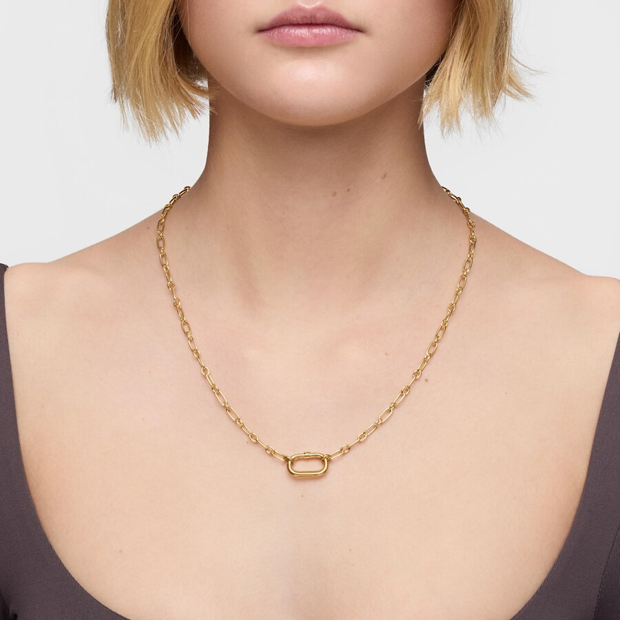 collana media placcata in oro 18kt su argento con pendente e anello hold oval