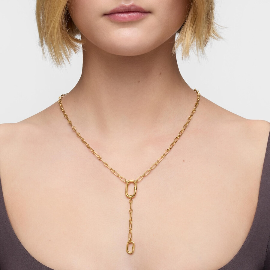 collana media placcata in oro 18kt su argento con pendente e anello hold oval