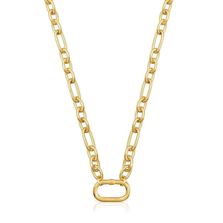 collana corta placcata in oro 18kt su argento con anello hold oval