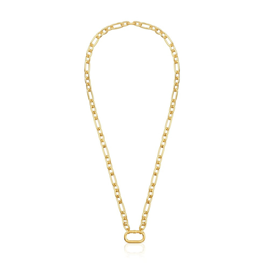 collana corta placcata in oro 18kt su argento con anello hold oval