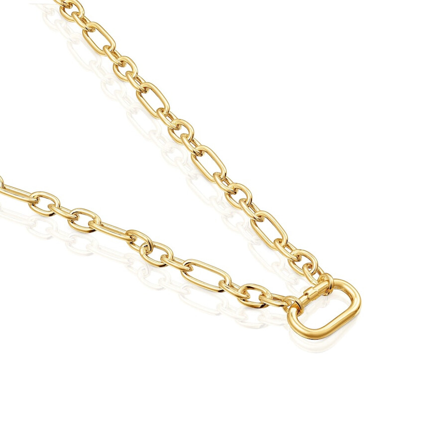 collana corta placcata in oro 18kt su argento con anello hold oval