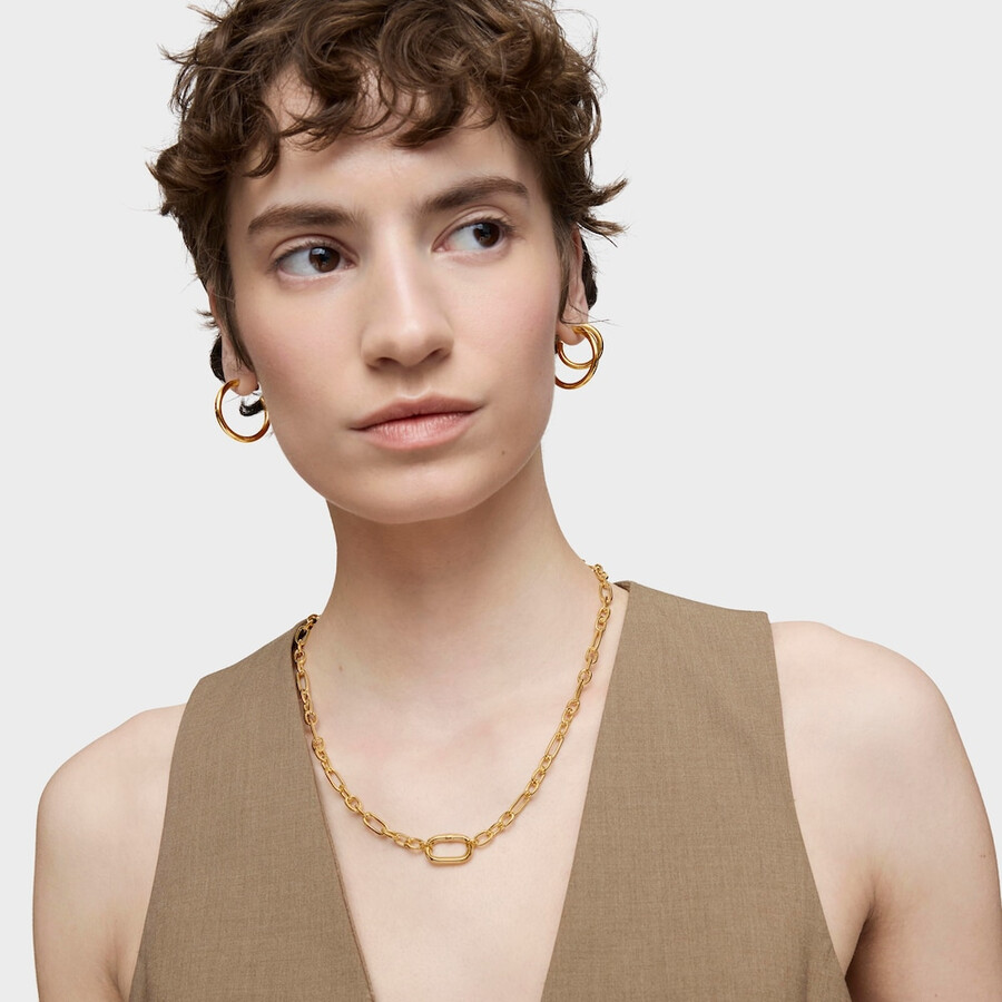 collana corta placcata in oro 18kt su argento con anello hold oval