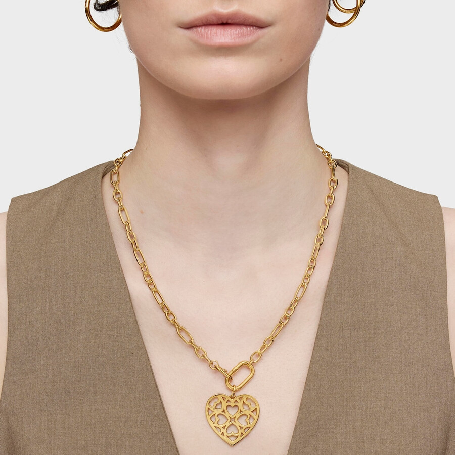 collana corta placcata in oro 18kt su argento con anello hold oval