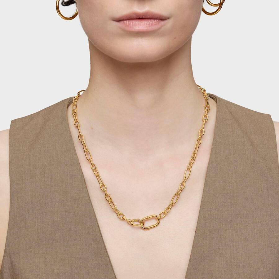 collana corta placcata in oro 18kt su argento con anello hold oval