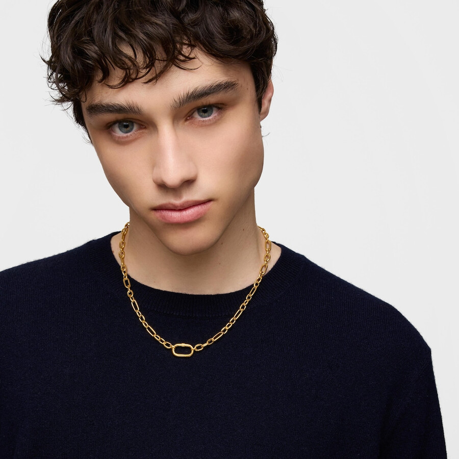 collana corta placcata in oro 18kt su argento con anello hold oval