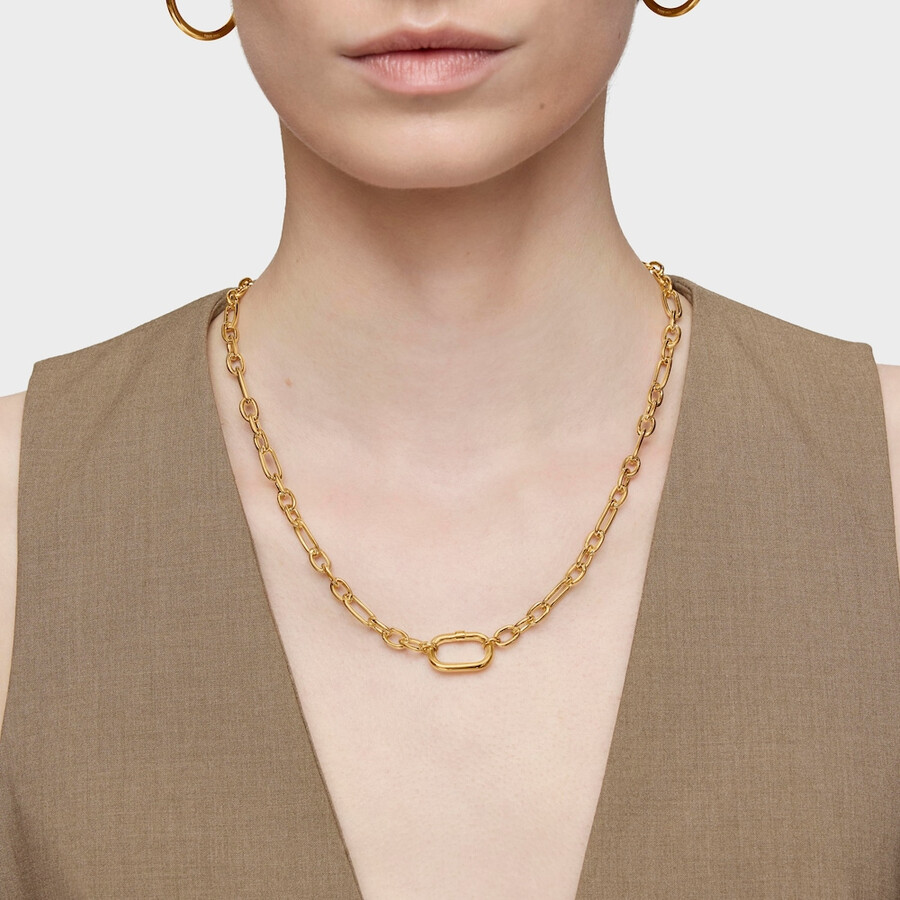 collana corta placcata in oro 18kt su argento con anello hold oval