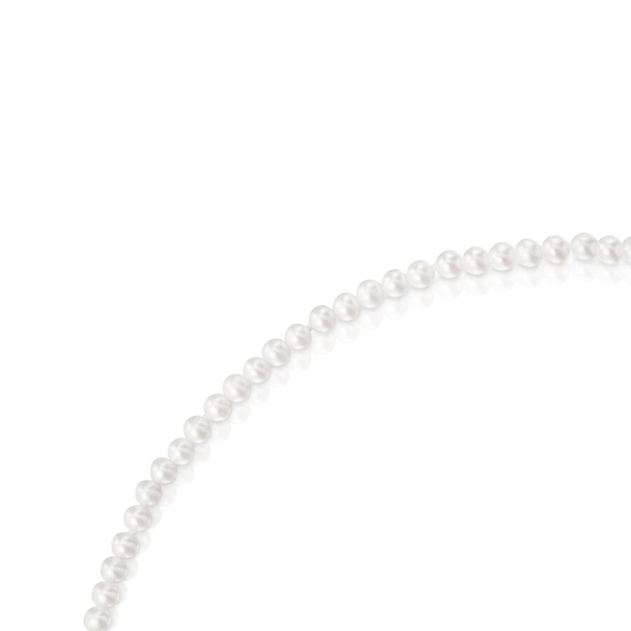 collana con perle coltivate e anello in argento hold oval