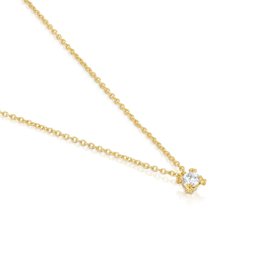 collana corta placcata in oro 18kt su argento con diamanti creati in laboratorio color pills
