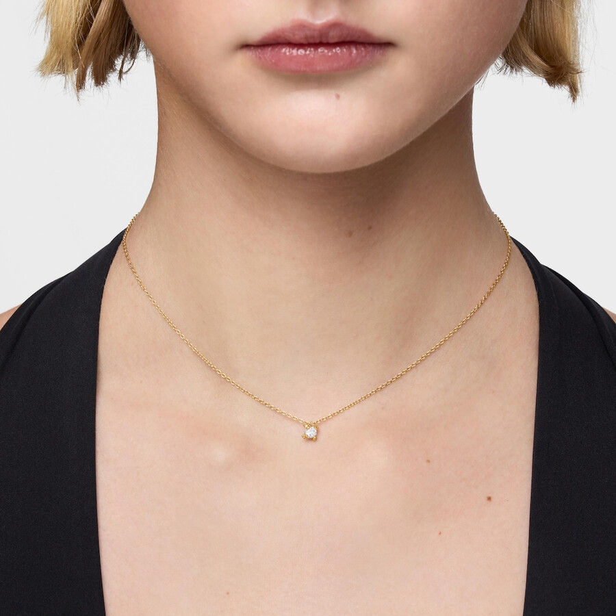 collana corta placcata in oro 18kt su argento con diamanti creati in laboratorio color pills