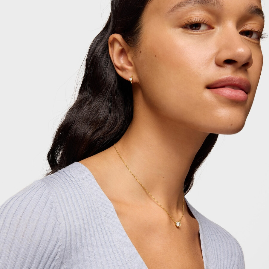 collana corta con placcatura in oro 18kt su argento e diamanti di laboratorio linea lgd