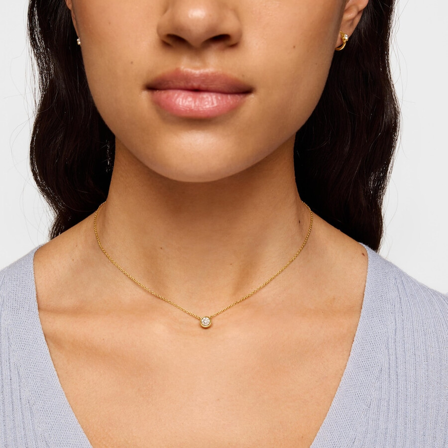 collana corta con placcatura in oro 18kt su argento e diamanti di laboratorio linea lgd