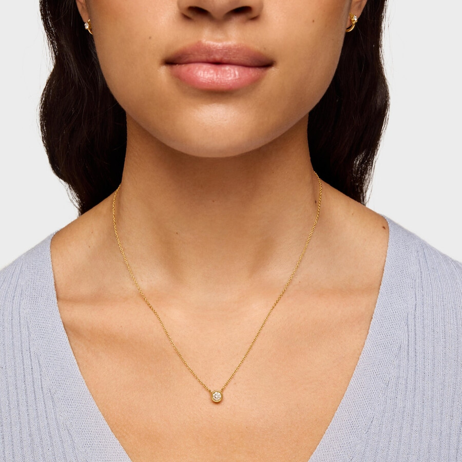 collana corta con placcatura in oro 18kt su argento e diamanti di laboratorio linea lgd