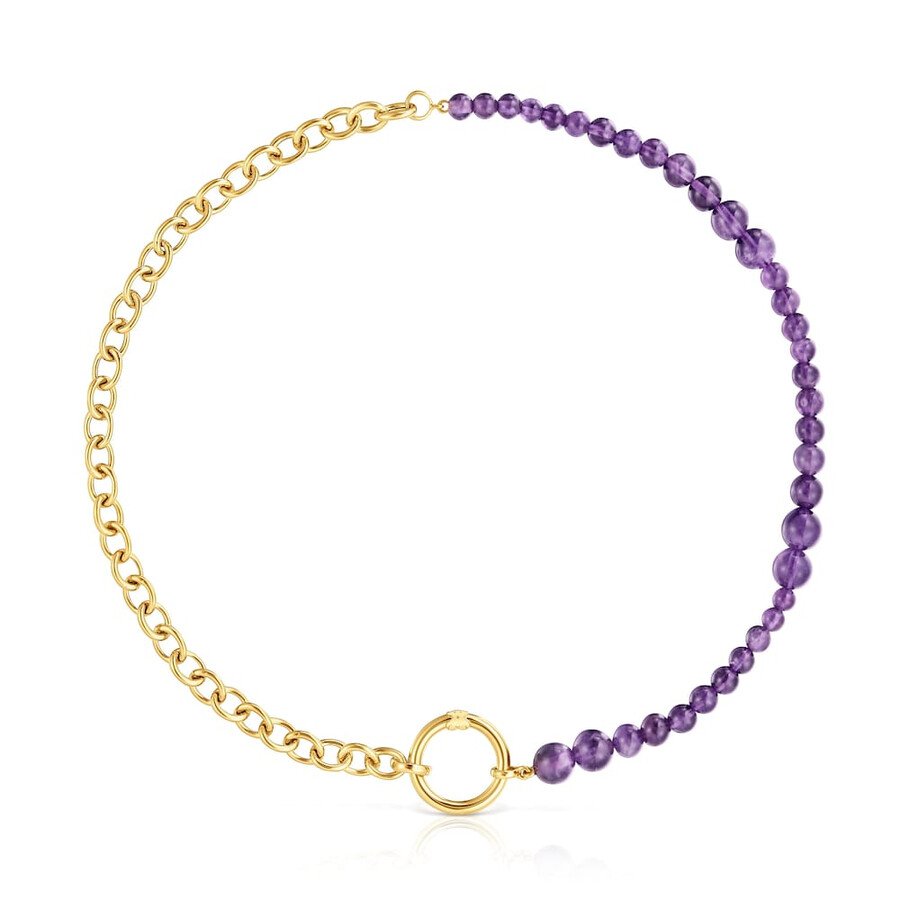 collana con placcatura in oro 18kt su argento e ametista hold