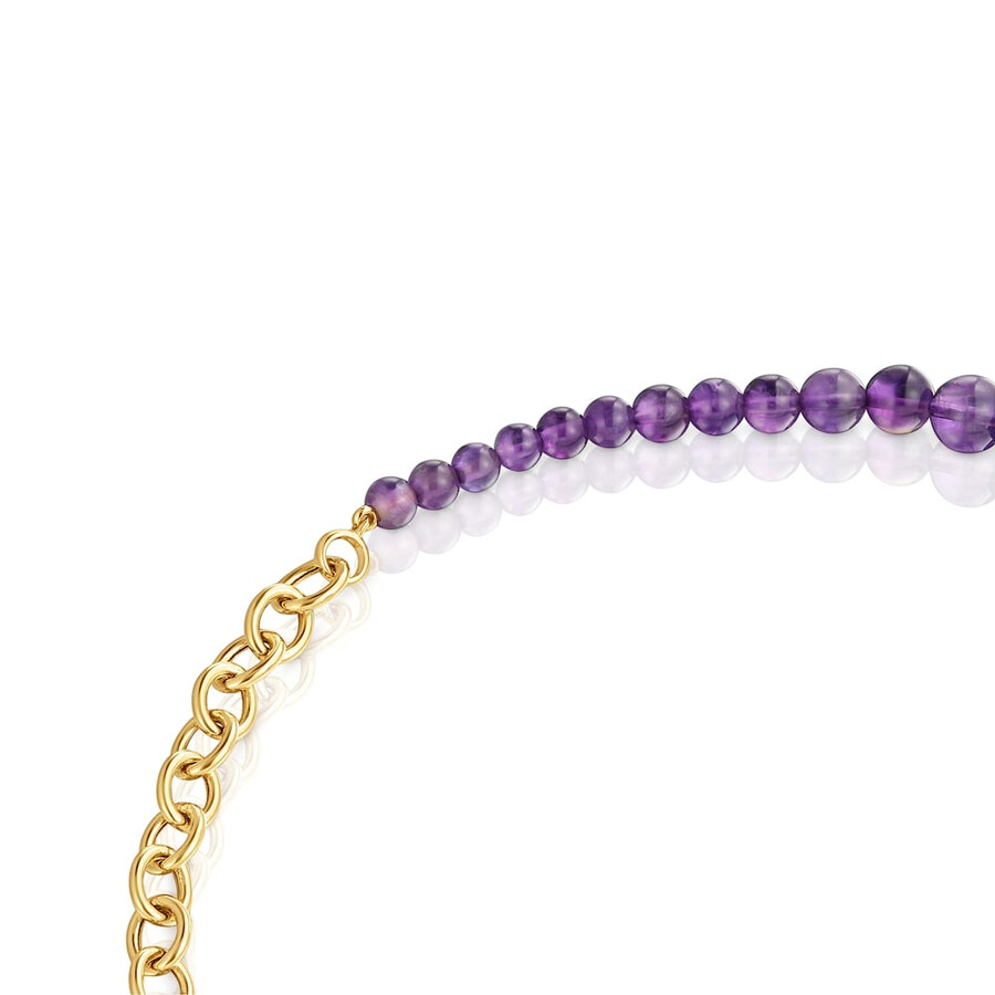 collana con placcatura in oro 18kt su argento e ametista hold