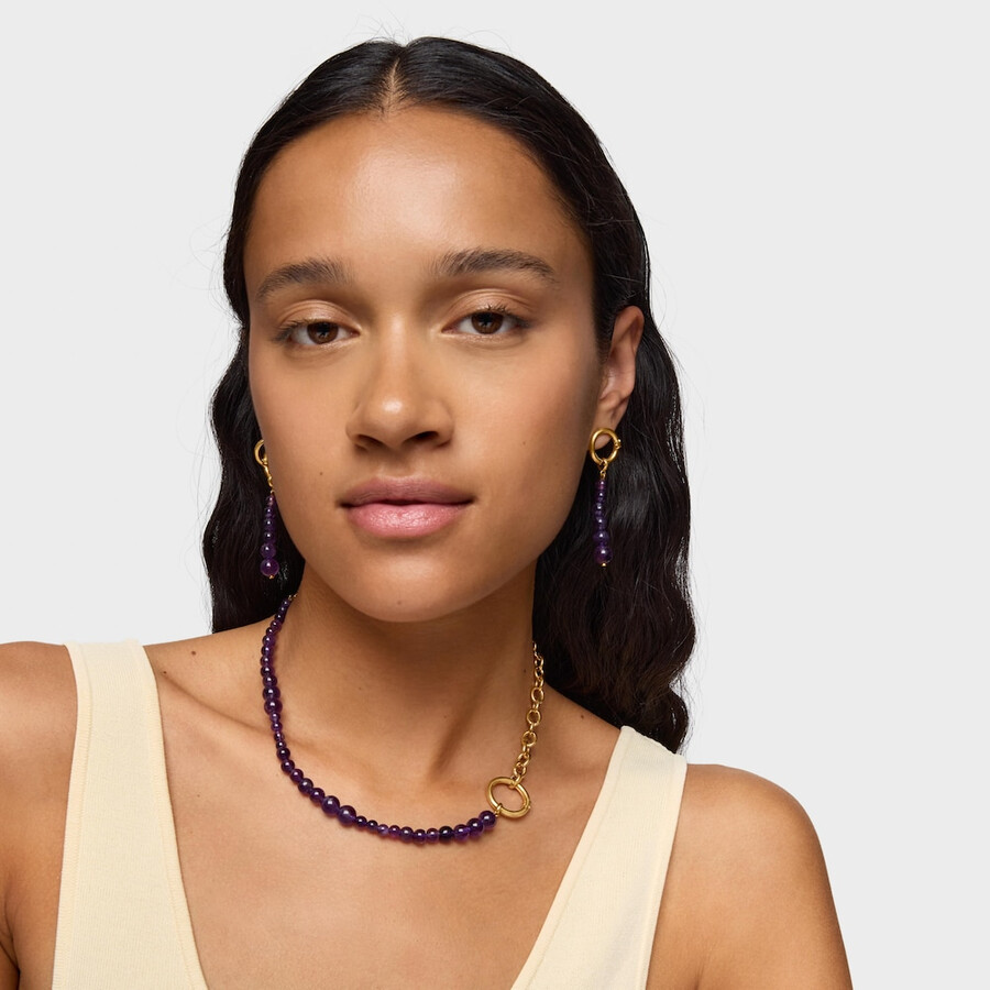 collana con placcatura in oro 18kt su argento e ametista hold