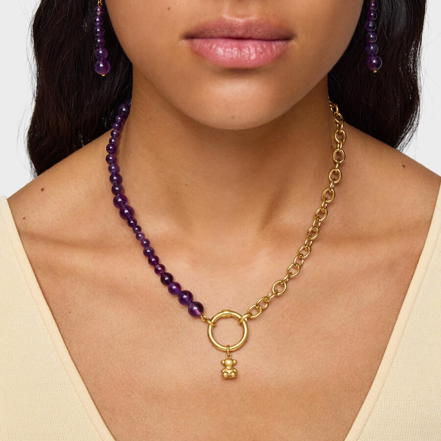 collana con placcatura in oro 18kt su argento e ametista hold