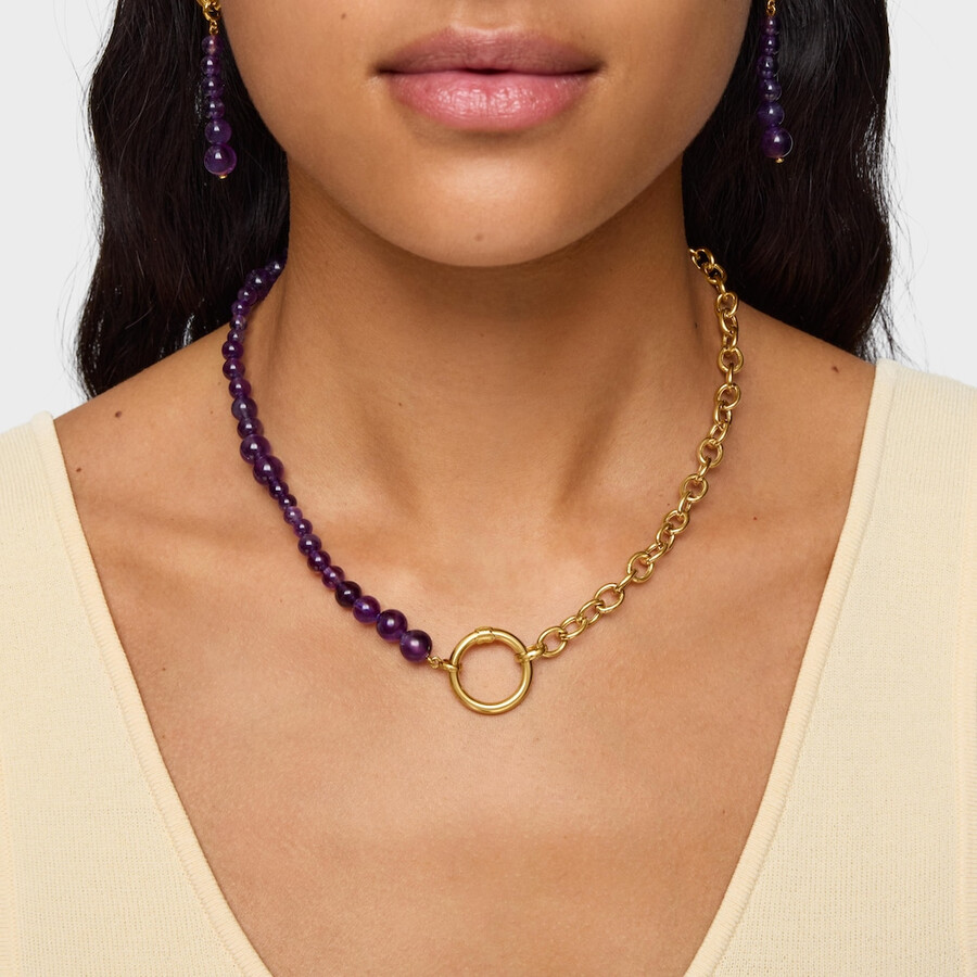 collana con placcatura in oro 18kt su argento e ametista hold