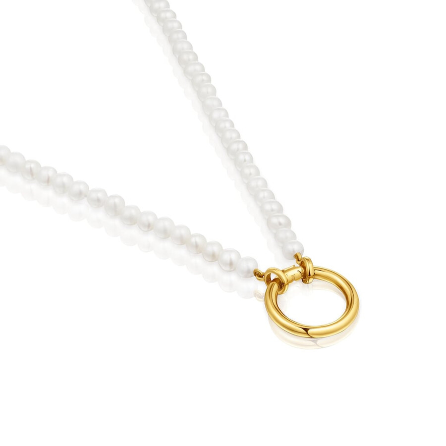 collana con perle coltivate e placcatura in oro 18kt su argento hold