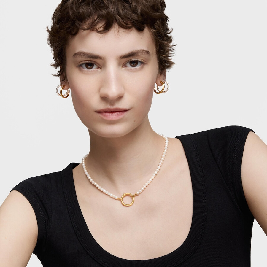 collana con perle coltivate e placcatura in oro 18kt su argento hold