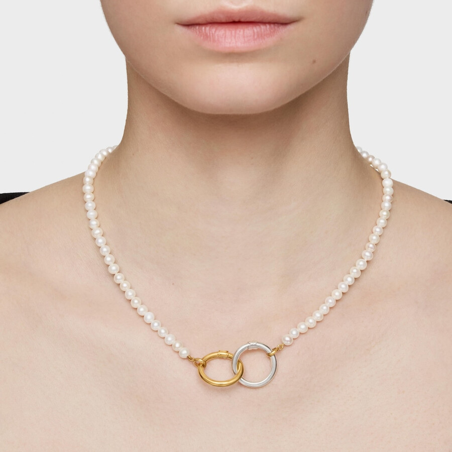 collana con perle coltivate e placcatura in oro 18kt su argento hold